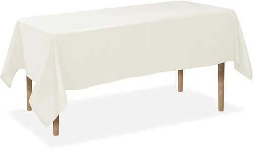 Miniatura 27 de Lann's Linens - Mantel rectangular de tela de poliéster de primera calidad para bodas, banquetes y restaurantes Blanco