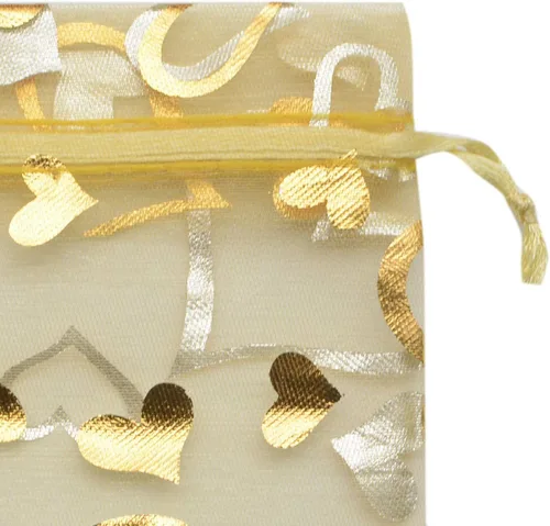 Miniatura 4 de YYaaloa 100 mini bolsas de organza mixta de corazón traslúcido de 2.7 x 3.5 pulgadas, con cordón elegante, bolsas de belleza para regalo, bolsas