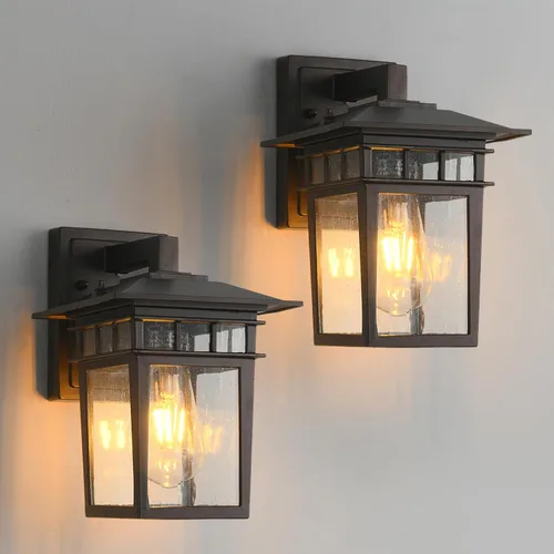 Miniatura 10 de Lámparas de Iluminación Exterior de Pared, Conjunto de Dos Apliques de Pared Exteriores de Anochecer a Amanecer, Luces de Porch al Aire Libre