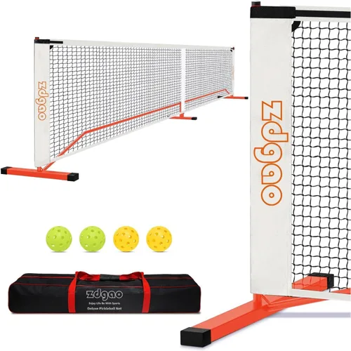 Zdgao Portable Pickleball Net for Driveway, 22FT Regularion Size Pickle Ball Net with Pickleballs and Carry Bag, Easy Setup for Indoor Gym, Outdoor