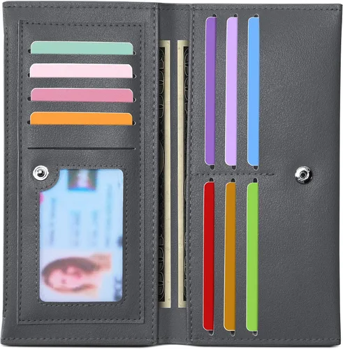 Miniatura 16 de Tipmile Cartera ultra delgada para mujer, cartera de cuero plegable para mujer, cartera RFID, cartera de bloqueo RFID para tarjetas de crédito