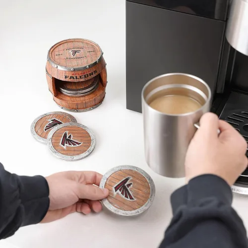 Miniatura 2 de FOCO NFL Team Logo 5-Pack Barrel Beverage Drink Coaster Set