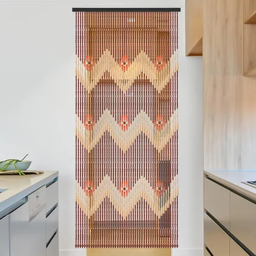 Miniatura 7 de ANMINY Cortina de madera con cuentas de bambú, 2 paneles divisores de madera para colgar habitaciones, 52 hebras, decorativas hechas a mano