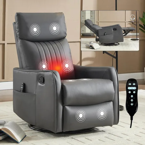 Miniatura 27 de Recliner Chair, Swivel Fabric Massage Rocker Recliner Chair for Adults, Manual Nursery Chair Glider Recliner with Massage and Heat for Living Room