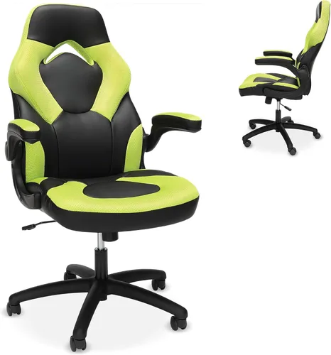 RESPAWN 3085 Silla ergonómica para juegos para adultos, silla de oficina de respaldo alto con reposacabezas y brazos abatibles, asiento de cuero