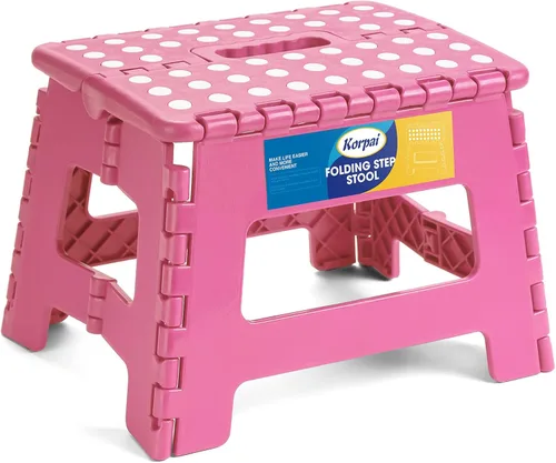 Miniatura 19 de Korpai Taburete plegable de 16 pulgadas para adultos y niños con capacidad para hasta 300 libras, taburetes plegables antideslizantes con mango