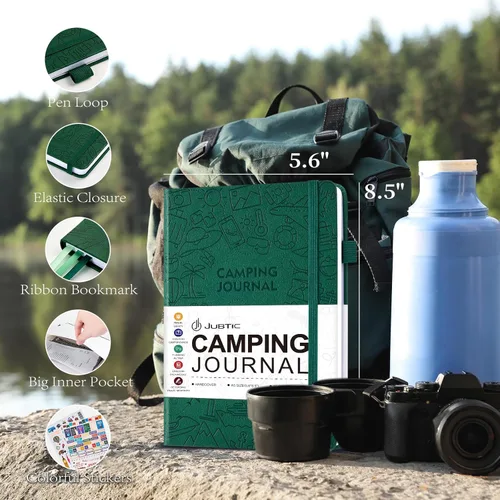 Miniatura 2 de JUBTIC Diario de campamento y libro de registro de viaje para caravana, diario de aventura A5 para 25 campamentos, diario de senderismo, libros