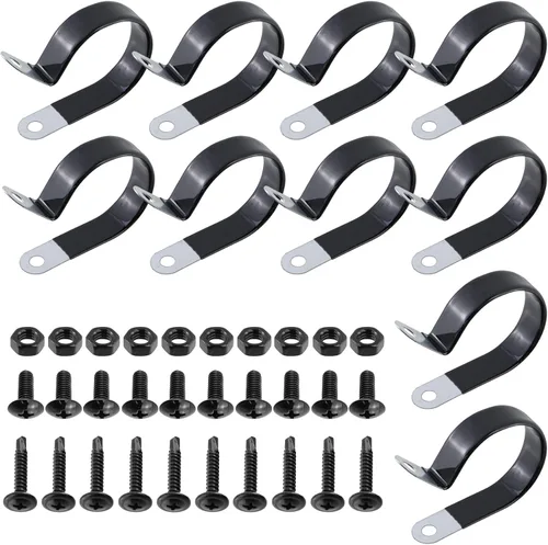 Miniatura 11 de Antrader Clips de cable tipo R, abrazaderas de cable de 0.12 pulgadas con tornillos, acero inoxidable 304, 100