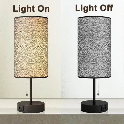 Miniatura 5 de Lámpara de mesa YIDPU para dormitorio, lámpara de mesita de noche para cabecera con tomas de corriente AC, lámpara de escritorio LED ajustable de 3