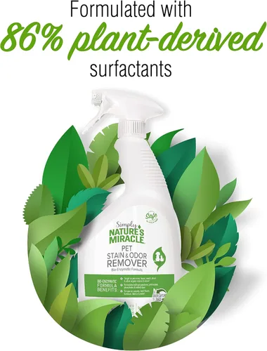 Miniatura 4 de Nature's Miracle Simply Pet - Removedor de manchas y olores, 32 onzas, fabricado con 86% de tensioactivos derivados de plantas