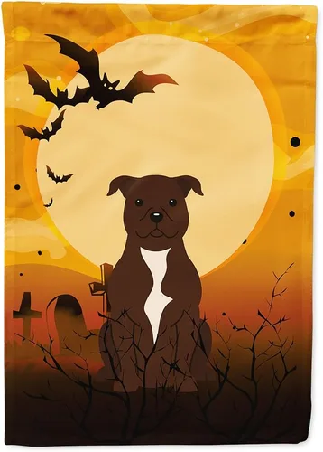 Miniatura 139 de Caroline's Treasures BB4307GF - Bandera de Halloween Airedale para jardín, bandera decorativa para patio exterior, obras de arte de patio, macizos