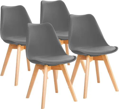 Miniatura 9 de Furniwell Sillas de comedor DSW modernas de mediados de siglo, sillas de cocina laterales tapizadas con patas de madera y cojín acolchado suave