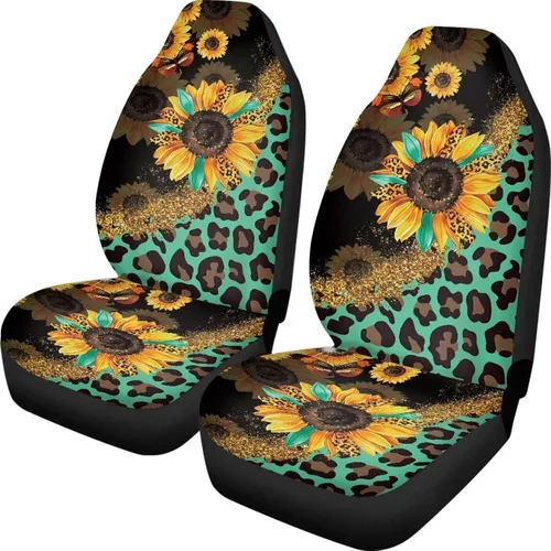 Miniatura 34 de INSTANTARTS Fundas de asiento de coche con diseño de dalia estética, solo para asientos delanteros, protector de asiento de vehículo, 2 unids/set