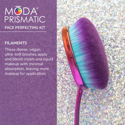 Miniatura 7 de MODA Prismatic - Juego de 4 brochas de maquillaje para perfeccionar la cara, filamentos sintéticos ultrasuaves para base sin costuras, mezcla