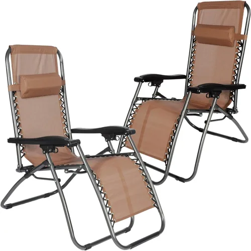 Miniatura 9 de Juego de 2 sillas ajustables de gravedad cero, Textilene plegable para exteriores con almohada extraíble, reclinables portátiles y livianas para Gris