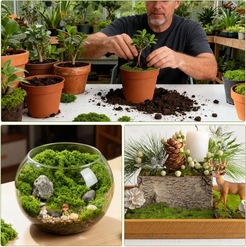 Miniatura 5 de Musgo verde falso de 15.1 onzas para manualidades, musgo artificial para plantas de interior, musgo artificial decorativo verde claro