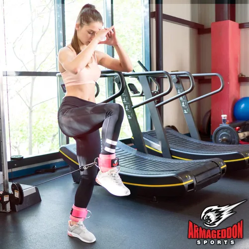 Miniatura 6 de ARMAGEDDON SPORTS Par de correas de tobillo de calidad dobles en D para fijación de máquinas de cable, tobilleras para equipo de entrenamiento