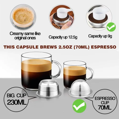 Miniatura 3 de CAPMESSO Cápsula de café reutilizable de acero inoxidable: cápsula de café recargable de metal para elaborar café expreso, compatible con Nespresso