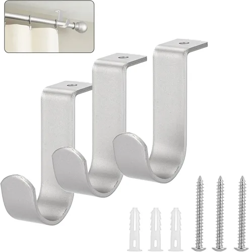 Sumnacon Soporte para colgar barra de cortina, 3 soportes de barra de cortina, soporte de metal para barra de cortina de techo, soporte de cortina