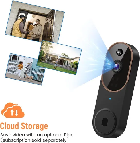 Miniatura 8 de GridTera - Cámara de timbre de video inalámbrica de 1080p, detección humana AI, vista en vivo, visión nocturna, almacenamiento en la nube, WiFi