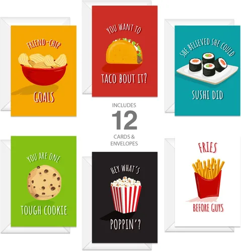 Miniatura 2 de Canopy Street Bestie Food - Tarjetas de notas / 4 5/8 pulgadas x 6 1/4 pulgadas / 12 tarjetas de felicitación ilustradas de Thinking Of