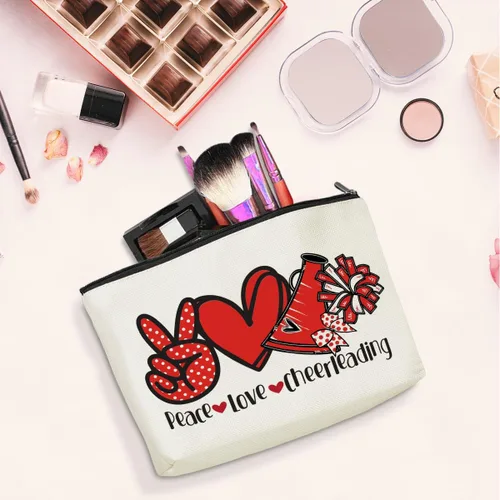 Miniatura 5 de jeilink Divertida bolsa de maquillaje de amor de paz para fútbol, voleibol, animadora, bolsa de aseo de viaje para mujeres, amigos, amantes