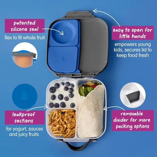 Miniatura 5 de b.box Mini recipientes para almuerzo + aperitivos (pizarra azul): el paquete de 2 incluye lonchera (capacidad de 4 1/4 tazas) y caja de aperitivos