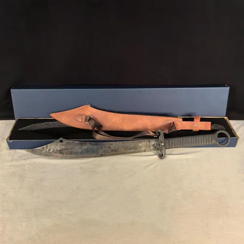 Miniatura 3 de SV Espada de corte artesanal hecha a mano de manganeso y acero, de tang completo, para exteriores, caza, camping, senderismo, supervivencia