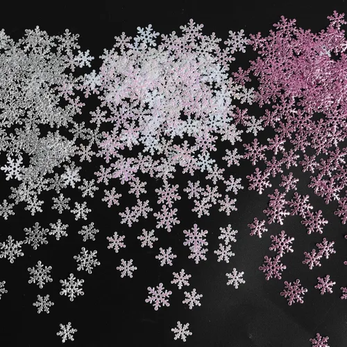 Miniatura 10 de Decoraciones de confeti de copo de nieve de Navidad, 1200 unidades, confeti morado, azul, plateado, paquete de fiesta de nieve para Navidad