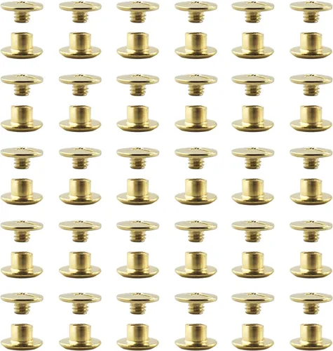 Miniatura 5 de Juego de 50 tornillos dorados para encuadernación Chicago, kit surtido de remaches de uñas, botón de Chicago, decoración de cuero, encuadernación