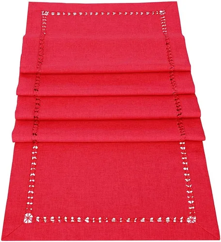 Miniatura 2 de Grelucgo Juego de 4 manteles individuales decorativos hechos a mano con punto vainica, color rojo, rectangular, 12 x 18 pulgadas