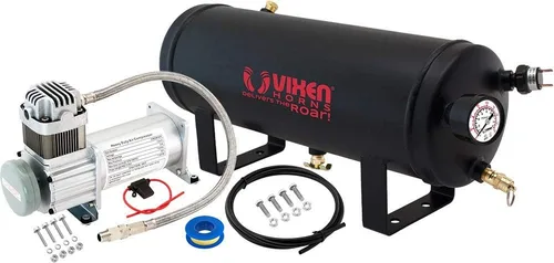 Miniatura 10 de Vixen Horns Tanque de bocina de tren/aire de 1.5 galones (6 litros) con compresor de 150 PSI a bordo sistema/kit 12V VXO8815