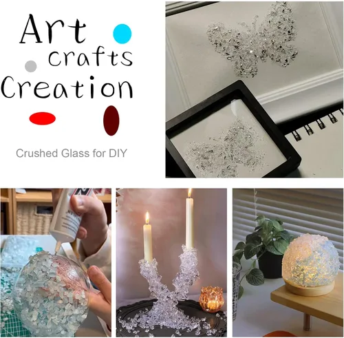 Miniatura 2 de Vidrio curshet, chips transparentes de 2 libras para manualidades, arte, resina, vidrio, grava, piedra, vidrio roto, acuario, decoración