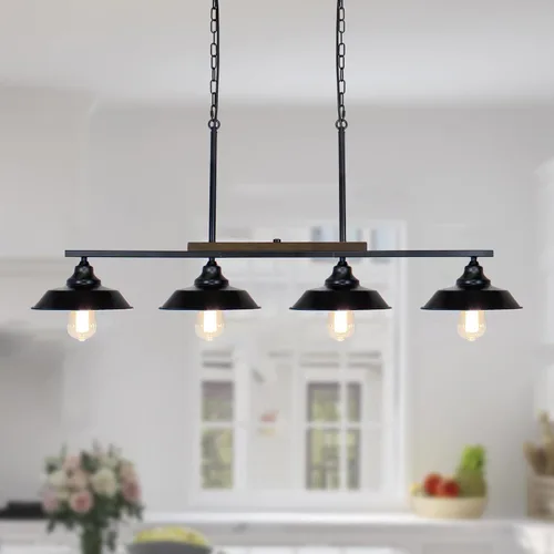 Miniatura 9 de Moderno accesorio de iluminación colgante negro de granja, 3 luces, lámpara colgante de metal para isla de cocina, comedor, sala de estar, pasillo