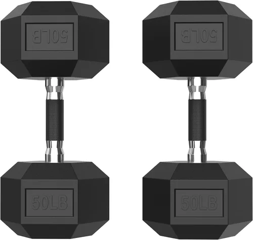 Miniatura 22 de PAPABABE HEX Juego de Mancuernas 2.5-125lb, Mancuernas de Gimnasio en Casa con Revestimiento de Goma, Mancuernas de Pesas para Ejercicio y Fitness