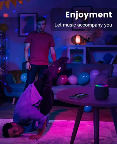 Miniatura 3 de LENRUE Altavoz Bluetooth, altavoz inalámbrico con espectáculo de luz dinámico, sonido nítido, TWS, altavoz portátil para teléfonos, mesas