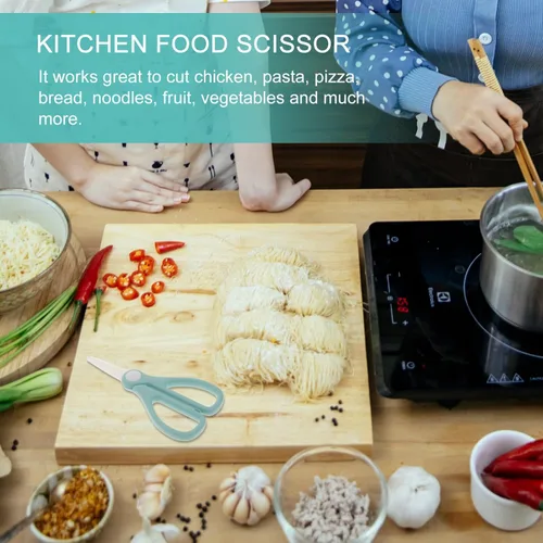 Miniatura 5 de TEHAUX Tijeras de cocina multifuncionales de 5.90 pulgadas, tijeras de alimentos ligeras para cortar verduras, frutas, pizza, pollo y jardín, diseño