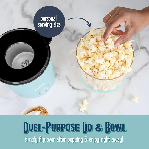 Miniatura 3 de Nostalgia - Máquina de palomitas de maíz con aire caliente de 8 tazas y tazón - Tazón y tapa 2 en 1, taza medidora de 2 oz - Palomitas de maíz sin