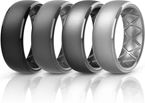 Miniatura 11 de Egnaro Anillos de boda de silicona para hombre: 1/4/6/7 Multipack de anillos de boda de goma con arco interior Diseño ergonómico transpirable