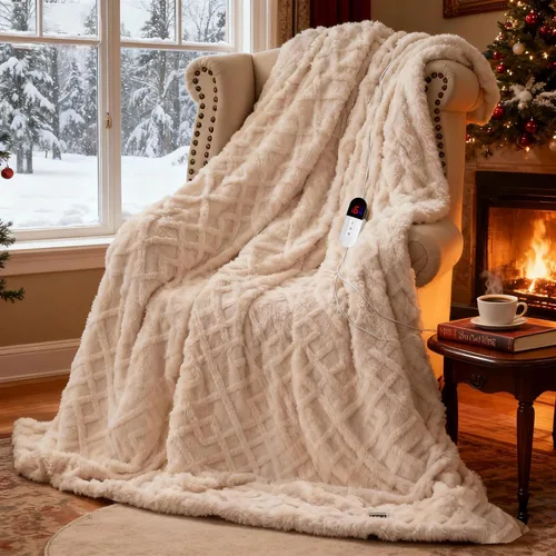 SnugLife Manta térmica eléctrica con 6 niveles de calentamiento rápido, 4 horas de apagado automático, ultra coza y cálida manta eléctrica de piel