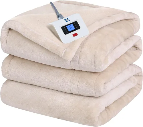 Miniatura 14 de Sealy - Manta eléctrica térmica, manta suave de franela con 6 ajustes de calefacción y apagado automático de 2-10 horas, calentamiento rápido y Beige