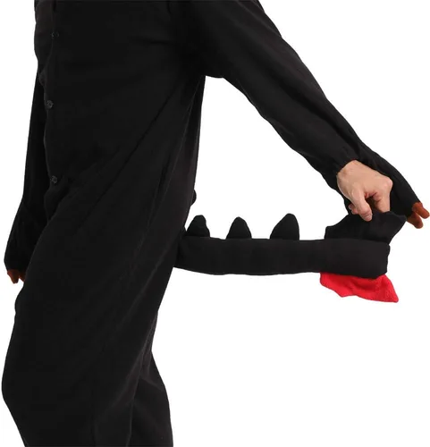 Miniatura 6 de dressfan Disfraz de dragón de animal, disfraz de Halloween, cosplay, pijamas de Navidad, unisex, adultos, adolescentes, blanco y negro