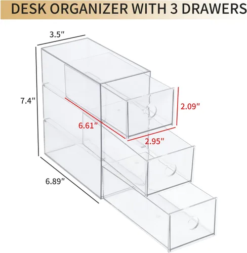 Miniatura 2 de Cajones de almacenamiento de plástico, organizador de suministros de oficina en casa para baño, cocina, despensa, barra de café, caja transparente