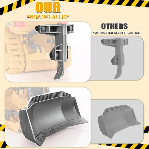 Miniatura 6 de Bulldozer a control remoto, vehículo de construcción RC de metal de 9 canales con luces, sonido y batería recargable, juguete de bulldozer a control