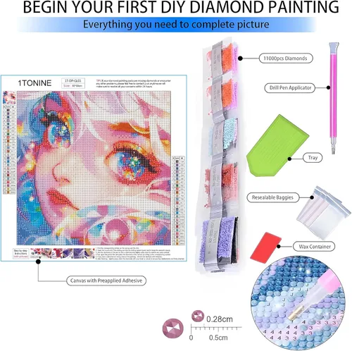 Miniatura 2 de Kits de pintura de diamantes de fantasía para adultos, kits de arte de diamantes brillantes para principiantes, pintura de diamantes de ensueño