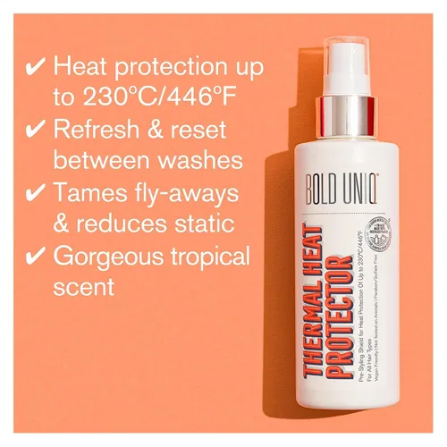 Miniatura 4 de BOLD UNIQ Spray protector de calor para cabello y champú morado. Protector térmico de hasta 450ºF. Elimina los tonos cobrizos de rubio, platino