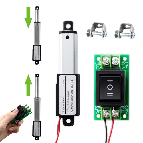 Miniatura 12 de Actuador micro lineal eléctrico de 12 V - carrera de 1.2 pulgadas, 64N/14.4 libras, velocidad de 0.6 pulgadas/s, mini actuador de movimiento