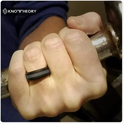 Miniatura 3 de Knot Theory Anillo de silicona a rayas para hombres y mujeres – color negro, gris, rojo, azul, naranja, amarillo, púrpura