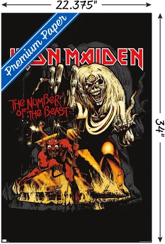 Miniatura 3 de Trends International Iron Maiden - Póster de pared con el número de la bestia, 34 pulgadas de largo x 22.4 pulgadas de ancho, paquete de póster