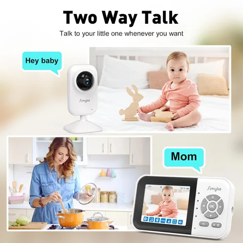 Miniatura 4 de Simyke Monitor de bebé de video actualizado, cámara WiFi para bebé, pantalla de 2.8 pulgadas y control de aplicaciones, alcance de 1200 pies